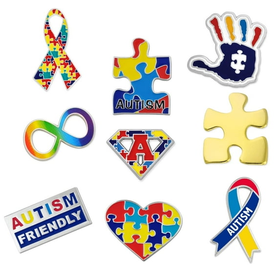 PinMart's Autism Awareness 9-Piece Enamel Pin Set