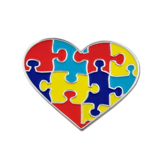 PinMart's Autism Awareness Heart Shaped Puzzle Enamel Lapel Pin - 25 Pack