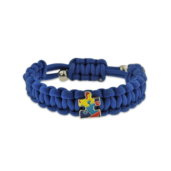 PinMart's Autism Awareness Paracord Adjustable Survival Bracelet with Puzzle Piece Charm - 5 Pack