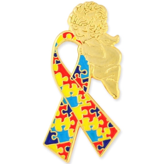 PinMart's Autism Awareness Ribbon Angel Enamel Lapel Pin