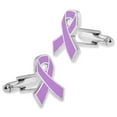 thumbnail image 1 of PinMart's Awareness Ribbon Cufflink Set - Lavender, 1 of 2