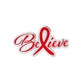 thumbnail image 1 of PinMart's Believe Red Awareness Ribbon Enamel Lapel Pin, 1 of 3