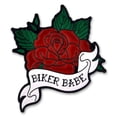 thumbnail image 1 of PinMart's Biker Babe Red Rose Biker Chick Enamel Lapel Pin, 1 of 4