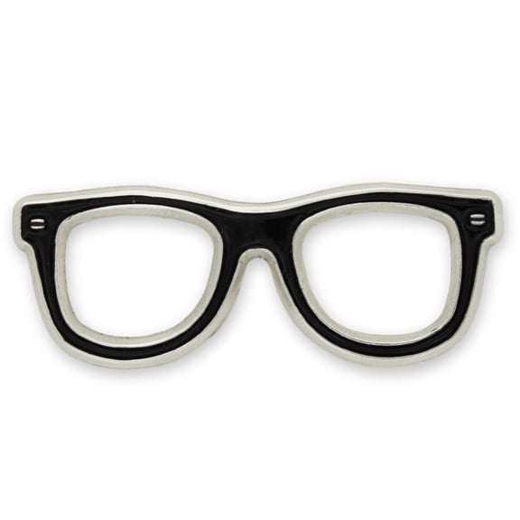PinMart's Black Glasses Frames Enamel Lapel Pin Optometry Eye Doctor Gift - Fun Fashion Lapel Pins for Teens and Adults
