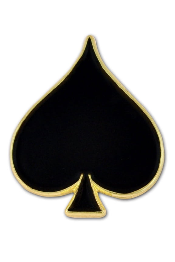 's Black Spade Playing Card Suit Enamel Lapel Pin