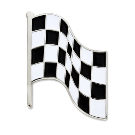 PinMart's Black and White Checkered Racing Flag Enamel Lapel Pin