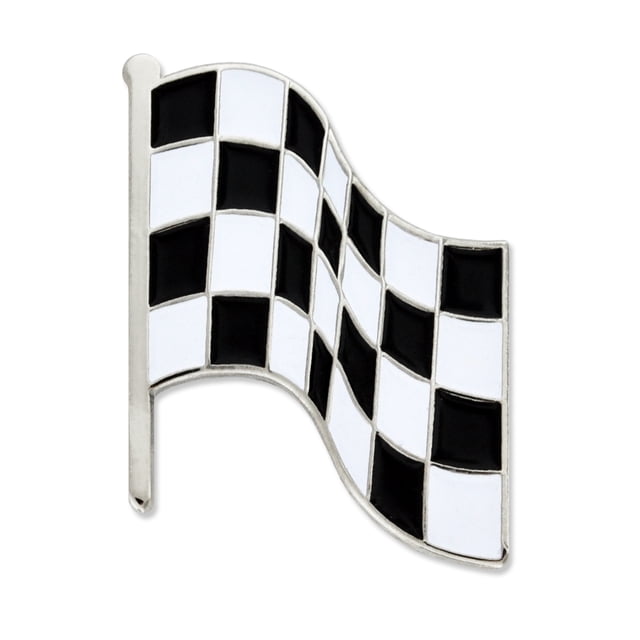 PinMart's Black and White Checkered Racing Flag Enamel Lapel Pin ...
