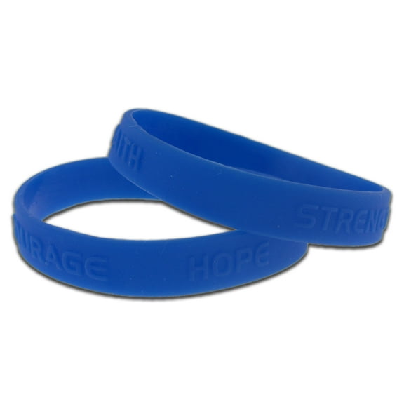 PinMart's Blue Hope Faith Courage Strength Rubber Bracelet