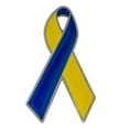 thumbnail image 1 of PinMart's Blue and Yellow Down Syndrome Awareness Ribbon Enamel Lapel Pin, 1 of 4