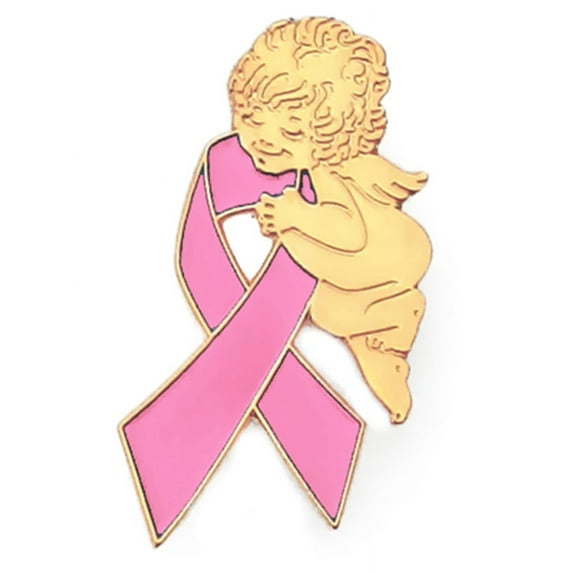 PinMart's Breast Cancer Awareness Pink Ribbon Angel Enamel Lapel Pin