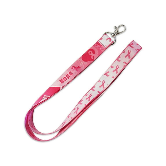 PinMart's Breast Cancer Pink Awareness Ribbon Lanyard w/ Safety Release - 10 PACK