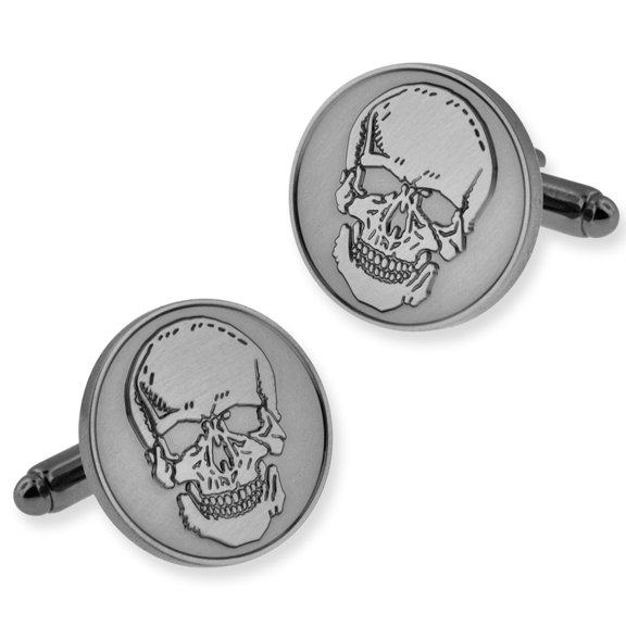 PinMart's Circle Cufflinks Set with Skull Detail