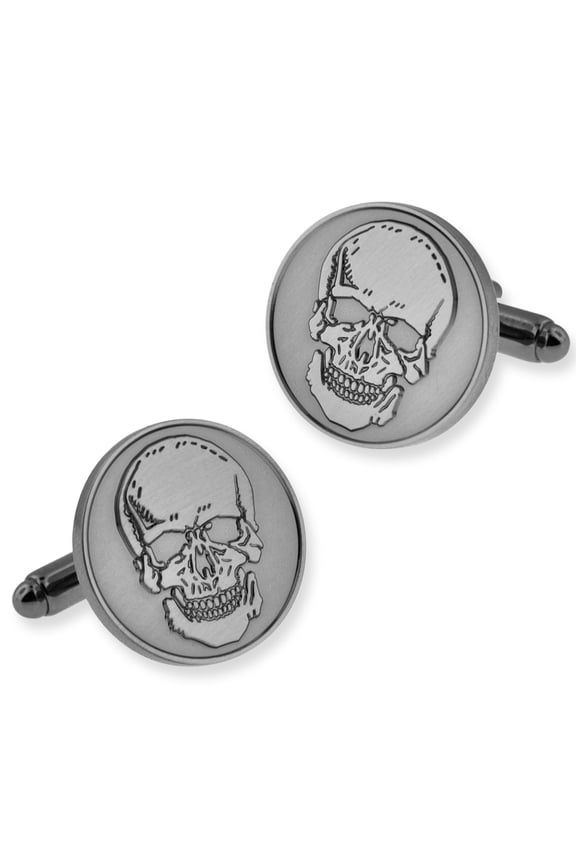 's Circle Cufflinks Set with Skull Detail