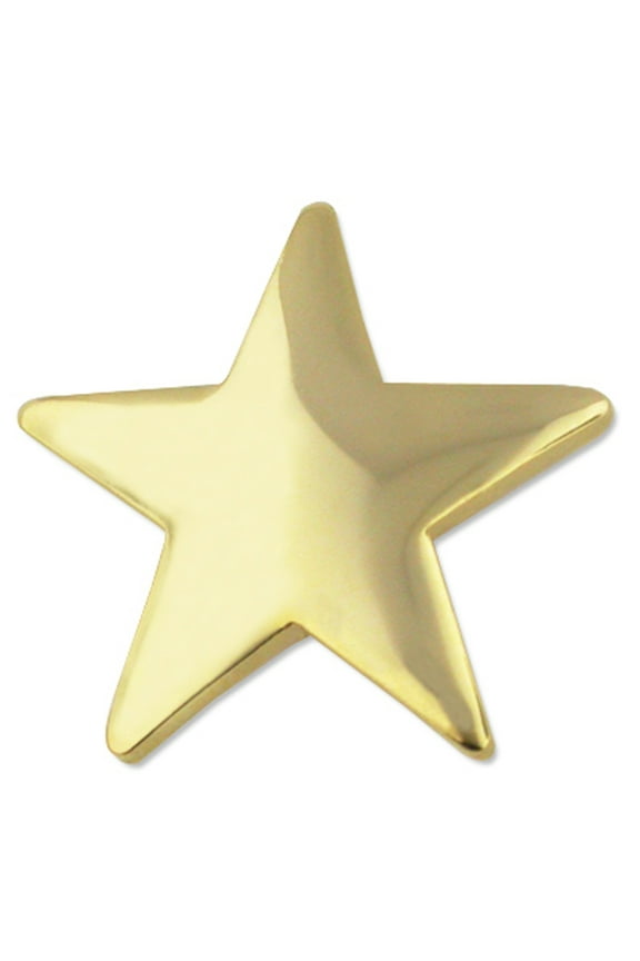 's Classic Shiny Gold 5 Point Star Military Recognition Lapel Pin - 10 Pack