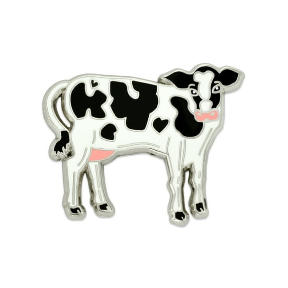 PinMart's Cute Black and White Cow Farm Animal Enamel Lapel Pin