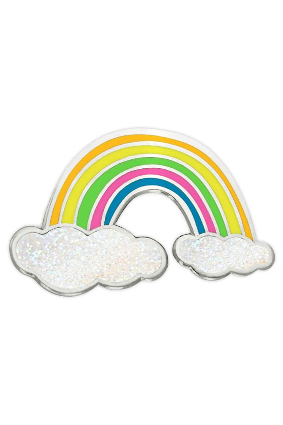 's Cute Rainbow and Clouds Trendy Enamel Lapel Pin