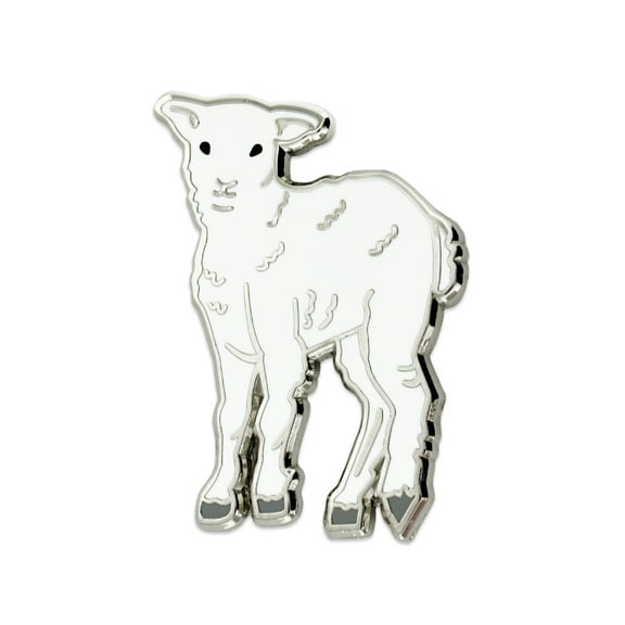 PinMart's Cute White Lamb Farm Animal Enamel Lapel Pin