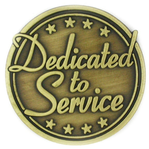 PinMart's Dedicated to Service Corporate Round Antique Bronze Finish Lapel Pin