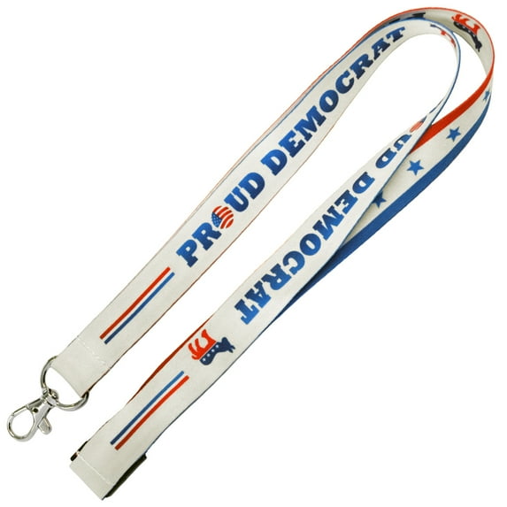 PinMart's Democrat Lanyard Badge Holder Patriotic Keychain