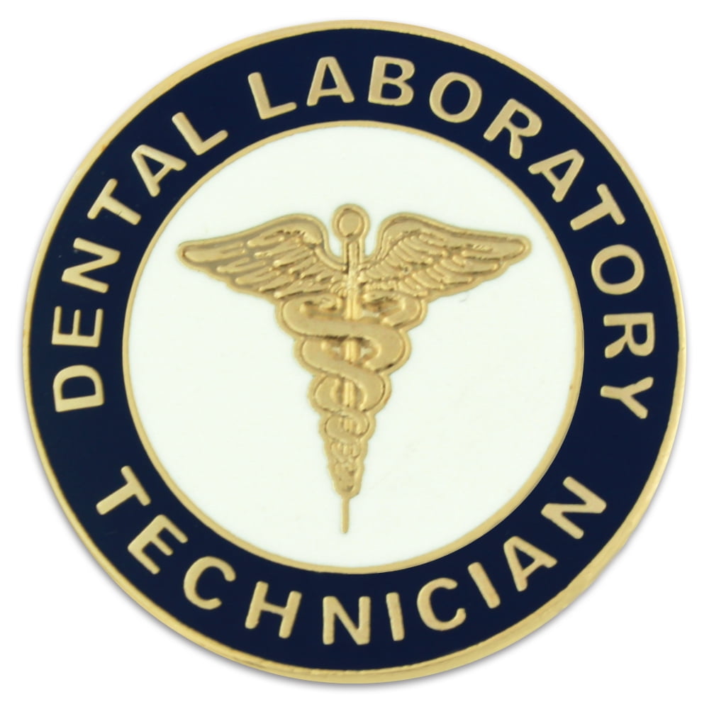 PinMart's Dental Laboratory Technician Gold Caduceus Enamel Lapel Pin