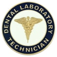 thumbnail image 1 of PinMart's Dental Laboratory Technician Gold Caduceus Enamel Lapel Pin, 1 of 3