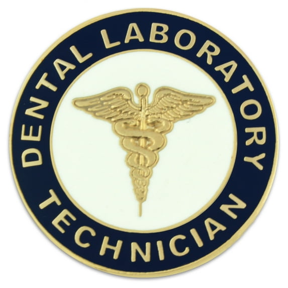 PinMart's Dental Laboratory Technician Gold Caduceus Enamel Lapel Pin