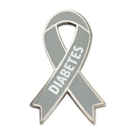 PinMart's Diabetes Grey Awareness Ribbon Enamel Lapel Pin - 10 Pack