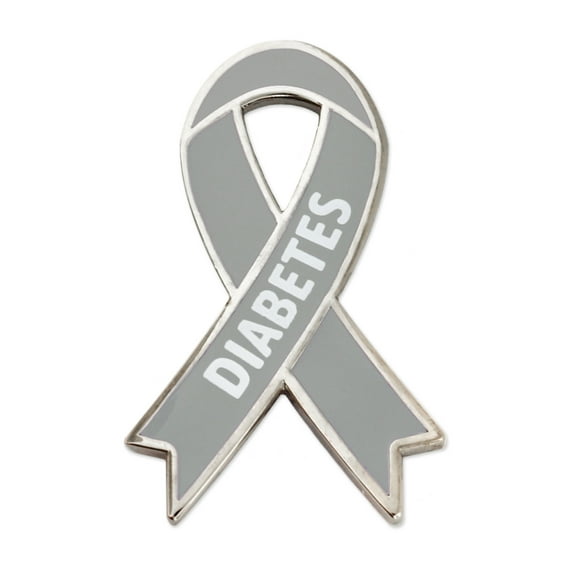 PinMart's Diabetes Grey Awareness Ribbon Enamel Lapel Pin