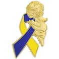 thumbnail image 1 of PinMart's Down Syndrome Awareness Ribbon Gold Angel Enamel Lapel Pin, 1 of 3