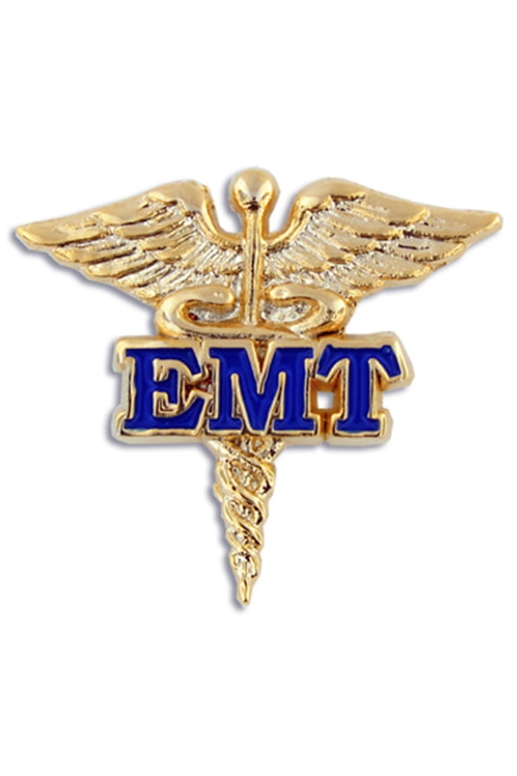 's EMT Caduceus Gold and Blue Medical Enamel Lapel Pin