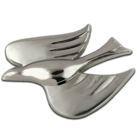 PinMart's Elegant Silver Plated 3D Dove Hope and Peace Lapel Pin