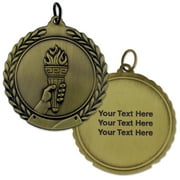 PinMart's Engravable Personalized Olympic Torch Sports Medal- Gold