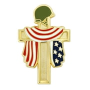 PinMart's Fallen Heroes Gold Cross American Flag Military Veteran Lapel Pin