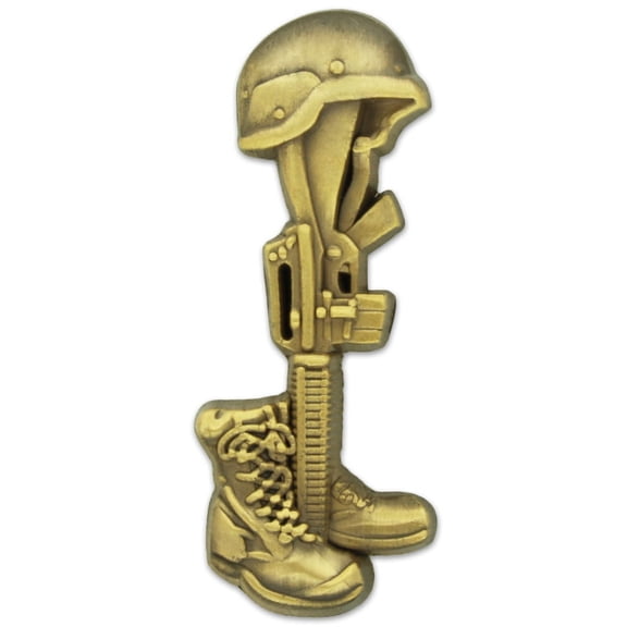 PinMart's Final Tribute Battle Cross Fallen Soldier Gold Lapel Pin