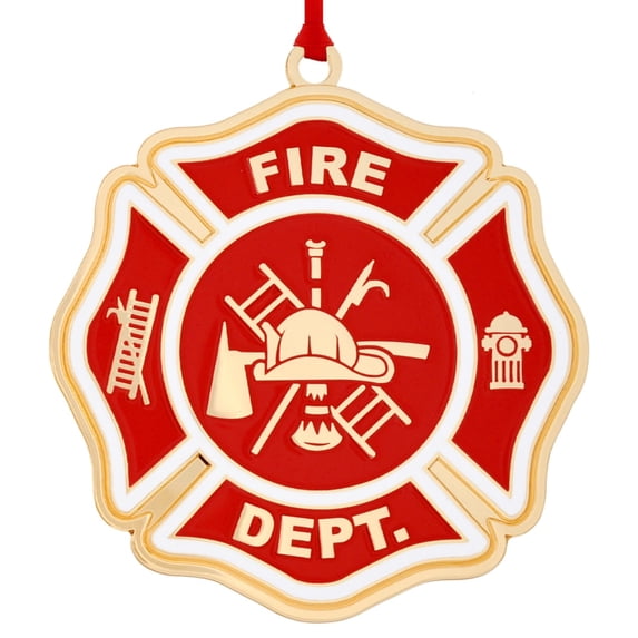 PinMart's Fire Department Ornament – Firefighter Christmas Tree Decoration | Holiday Gift for Rescue Heroes | Fire Station Keepsake | First Responder Appreciation Ornament