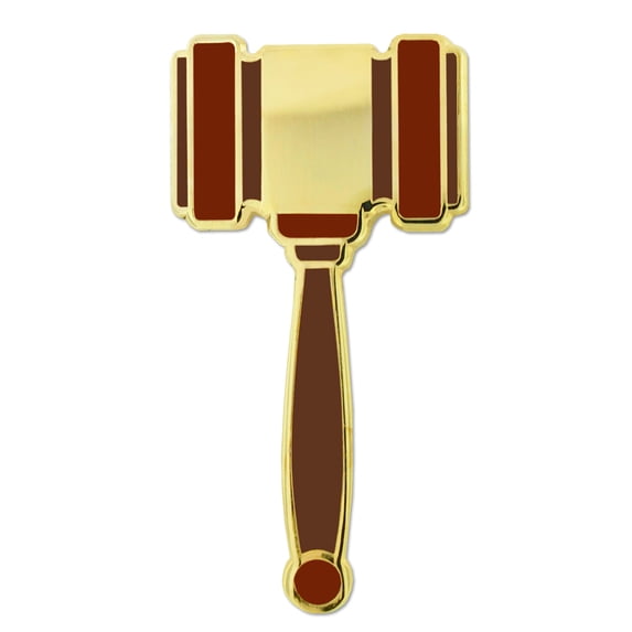 PinMart's Gavel Mallet Enamel Lapel Pin Judge - Fashion Lapel Gift for Lawyer Students and Auctioneers