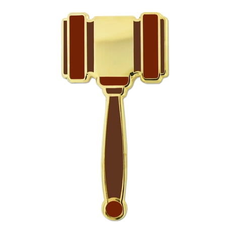 PinMart's Gavel Mallet Enamel Lapel Pin Judge Lawyer Student Auctioneer Gift