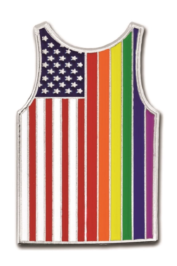 's Gay Pride American Flag Tank Top LGBT Enamel Lapel Pin