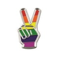 thumbnail image 1 of PinMart's Gay Pride Peace Sign Finger LGBT Enamel Lapel Pin, 1 of 3