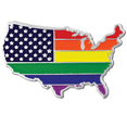 thumbnail image 1 of PinMart's Gay Pride USA Shape Flag LGBT Enamel Lapel Pin, 1 of 3