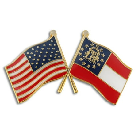 PinMart's Georgia and USA Crossed Friendship Flag Enamel Lapel Pin
