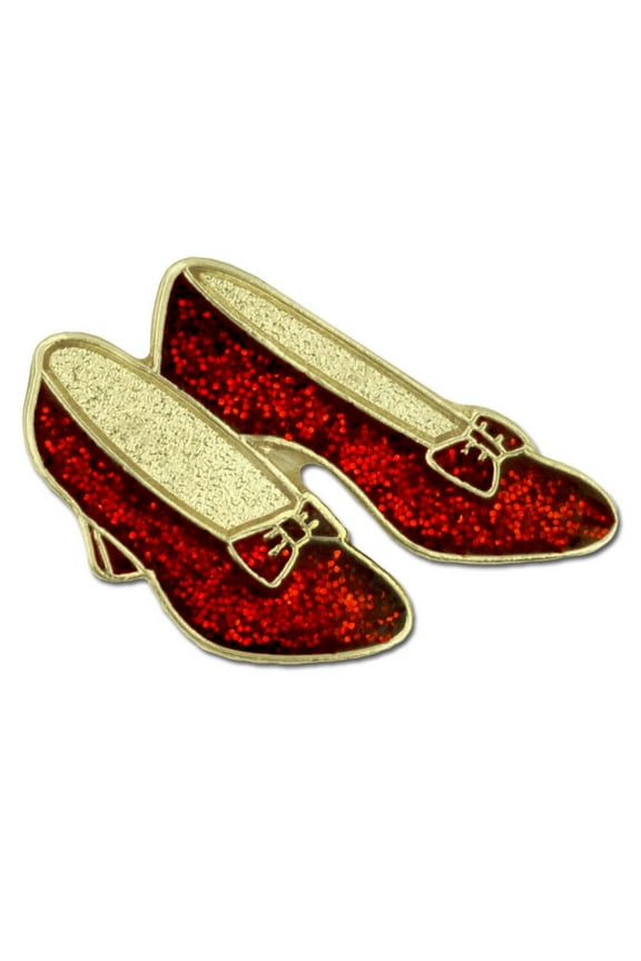's Glitter Red Dance Shoes Ruby Slippers Enamel Lapel Pin