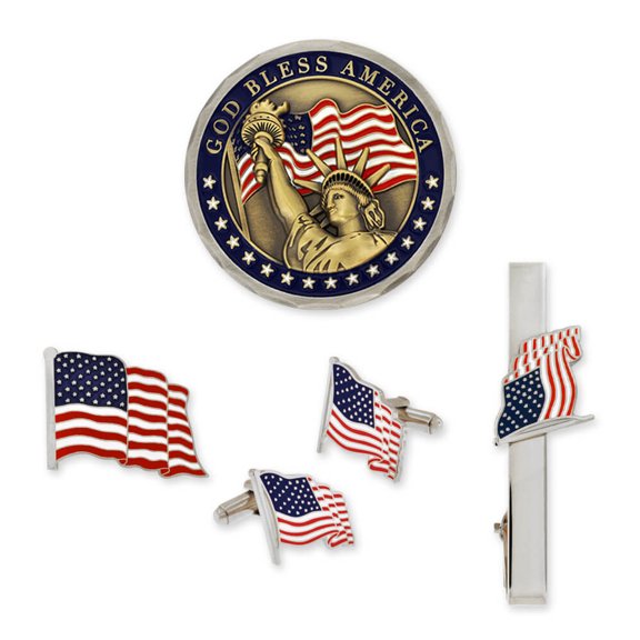 PinMart's God Bless America 4-Piece Men's Accessory Gift Set