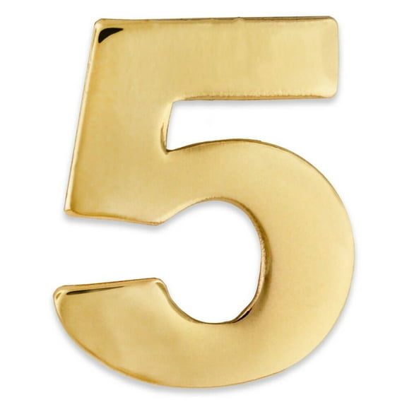 PinMart's Gold Number Five 5 Lapel Pin Anniversary Birthday Number Jewelry