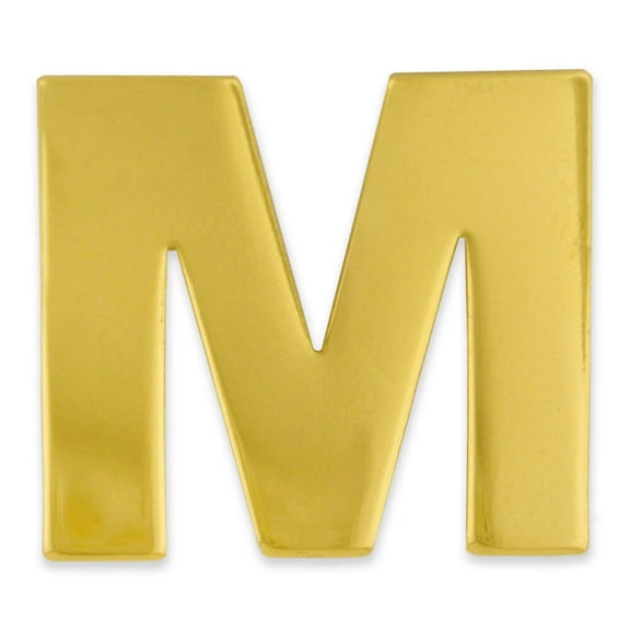 PinMart's Gold Plated Alphabet Letter M Lapel Pin