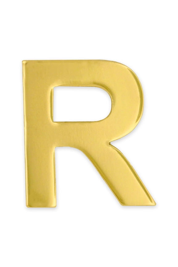 's Gold Plated Alphabet Letter R Lapel Pin