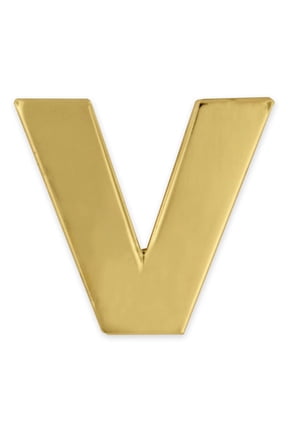 's Gold Plated Alphabet Letter V Lapel Pin