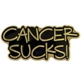 thumbnail image 1 of PinMart's Gold Plated CANCER SUCKS! Awareness Enamel Lapel Pin, 1 of 3