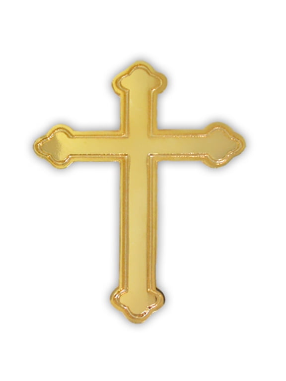 's Gold Plated Ornate Cross Religious Lapel Pin