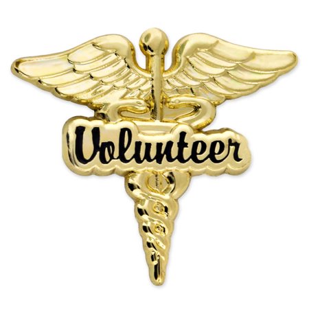 PinMart's Gold Plated Volunteer Caduceus Medical Lapel Pin